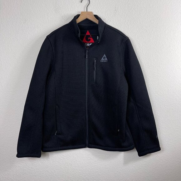 Gerry Men’s XL Black Fleece Waffle Knit Full Zip Jacket with Drawstring Hem - Picture 3 of 12